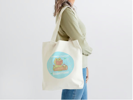 A Romantic Fantasy Bookstore Tote Bag (Books & Coffee)